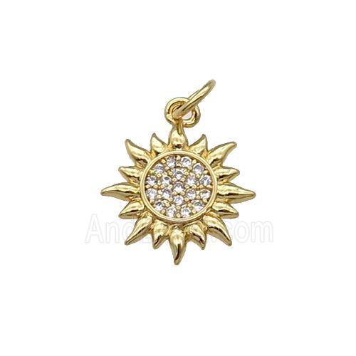 Copper Sun Charm Pendant Pave Zircon Gold Plated