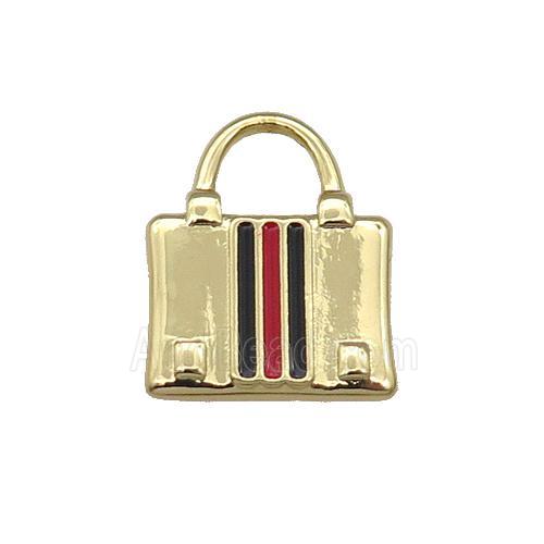 Copper Bag Charm Pendant Enamel Gold Plated