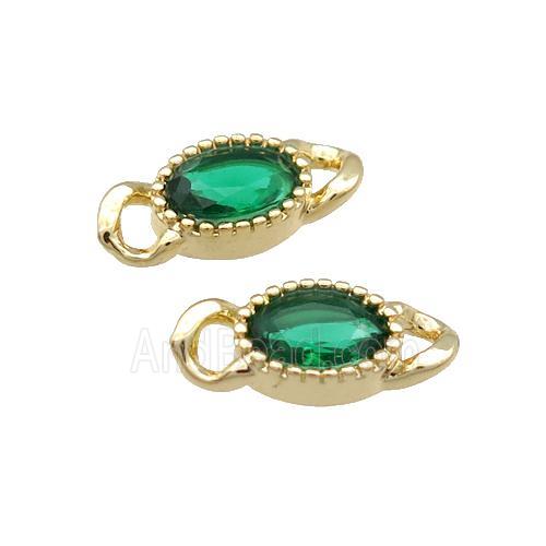 Copper Oval Connector Pave Green Crystal Gold Plated