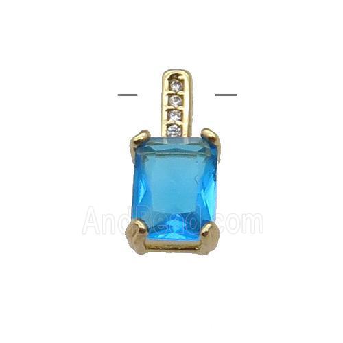 Copper Pendant Pave Blue Crystal Gold Plated