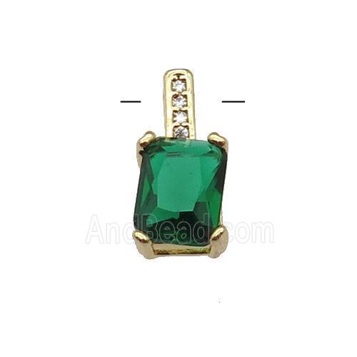 Copper Pendant Pave Green Crystal Gold Plated