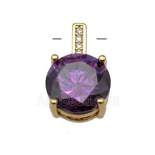 Copper Pendant Pave Purple Crystal Diamond Gold Plated