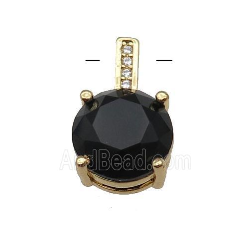 Copper Pendant Pave Black Crystal Diamond Gold Plated
