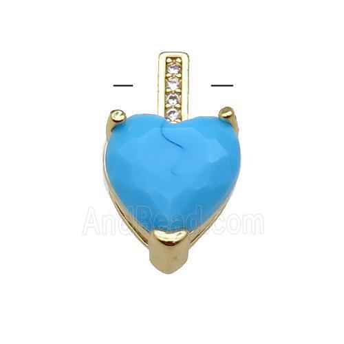 Copper Heart Pendant Pave Crystal Gold Plated