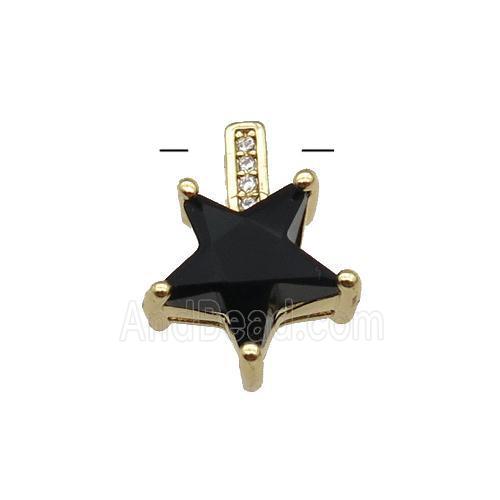 Copper Star Pendant Pave Black Crystal Gold Plated