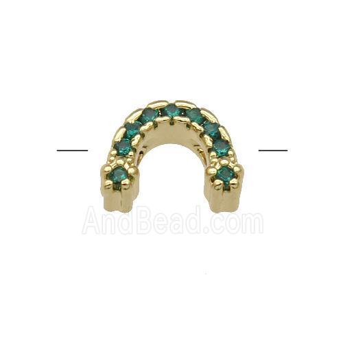 Copper U-Beads Pave Green Zircon Gold Plated