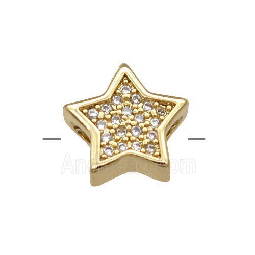 Copper Star Beads Pave Zircon Gold Plated