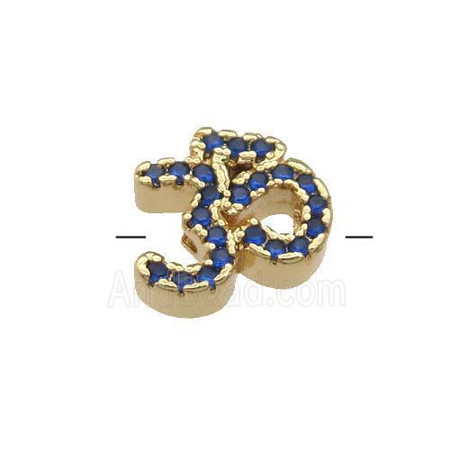 Copper Symbols Hindu Beads Pave Blue Zircon Gold Plated