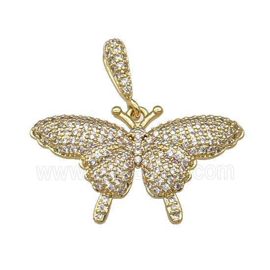 Copper Butterfly Pendant Pave Zircon Gold Plated