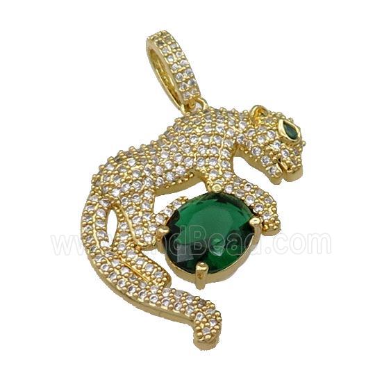 Copper Leopard Pendant Pave Zircon Gold Plated