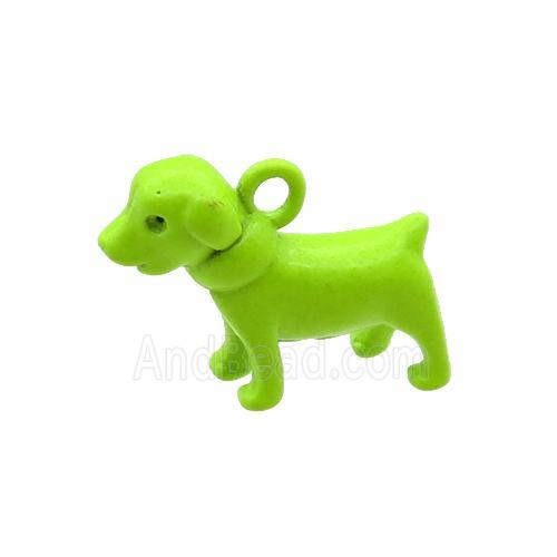 Copper Dog Pendant Olive Lacquered Fired