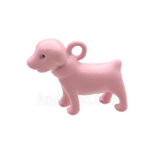 Copper Dog Pendant Pink Lacquered Fired