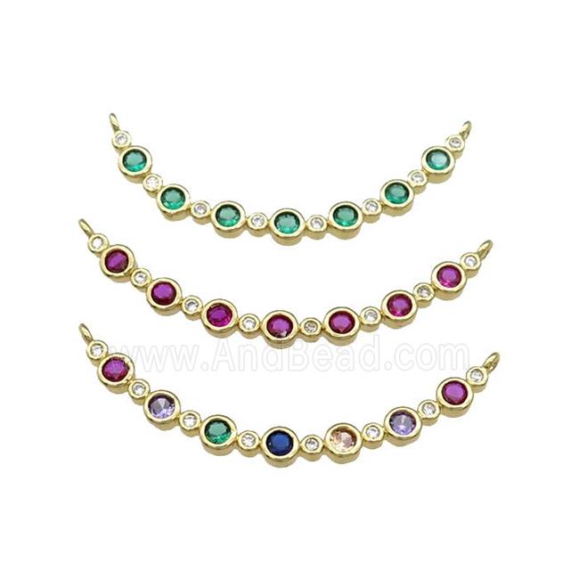 Copper Stick Pendant Pave Zircon 2loops Gold Plated Mixed