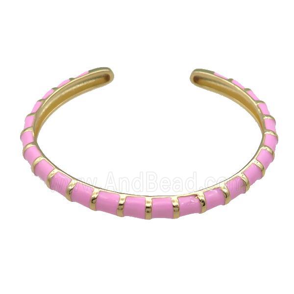 Copper Bangle Pink Enamel Gold Plated