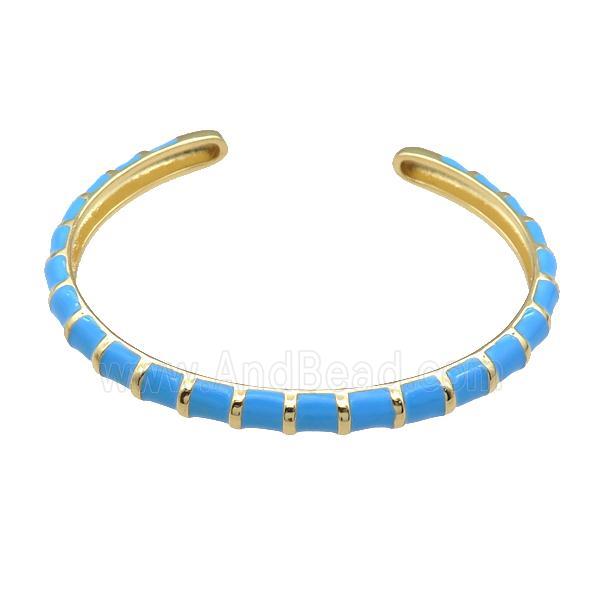Copper Bangle Blue Enamel Gold Plated