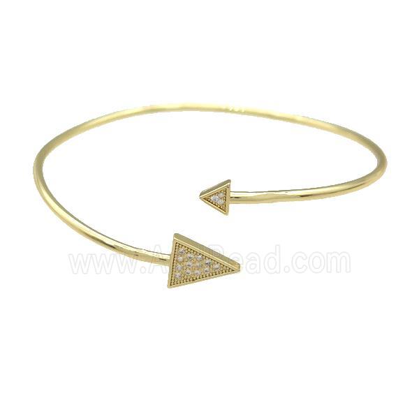 Copper Bangle Pave Zircon Triangle Gold Plated