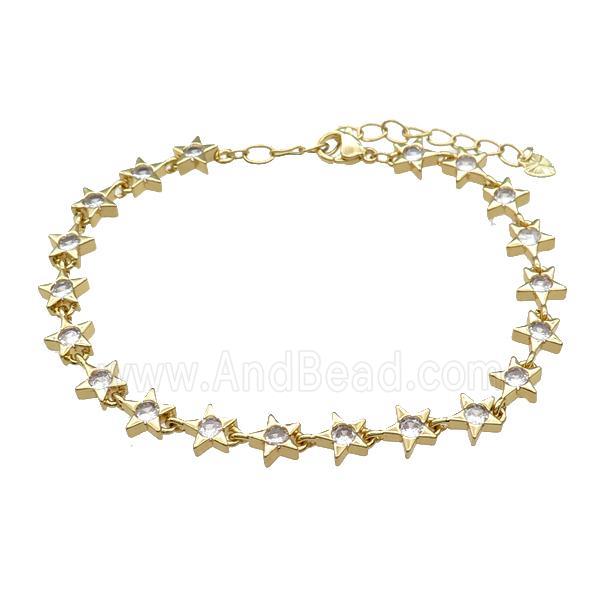 Copper Star Bracelet Pave Zircon Gold Plated