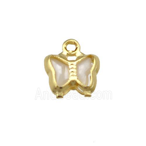 Copper Butterfly Pendant Pave Crystal Gold Plated