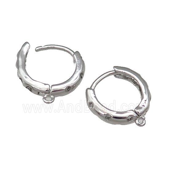 Copper Latchback Earring Accessories Pave Zircon With Loop Platinum Plated