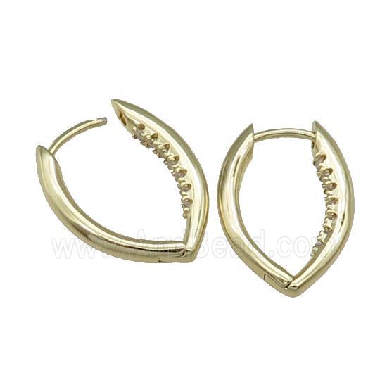 Copper Latchback Earring Pave Zircon Gold Plated