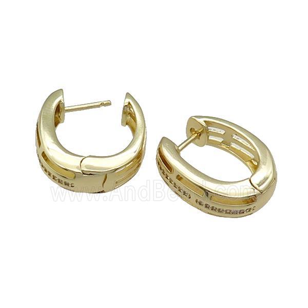Copper Latchback Earring Pave Zircon Gold Plated