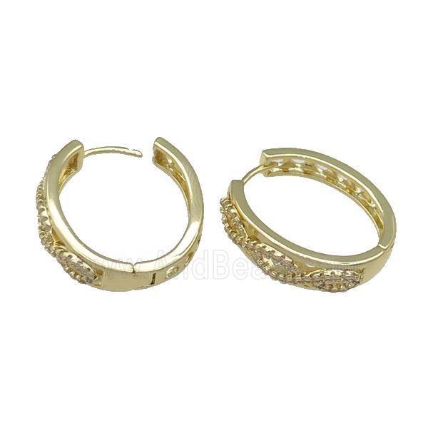 Copper Latchback Earring Pave Zircon Gold Plated