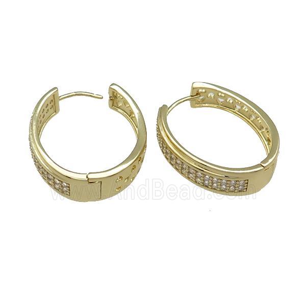 Copper Latchback Earring Pave Zircon Gold Plated