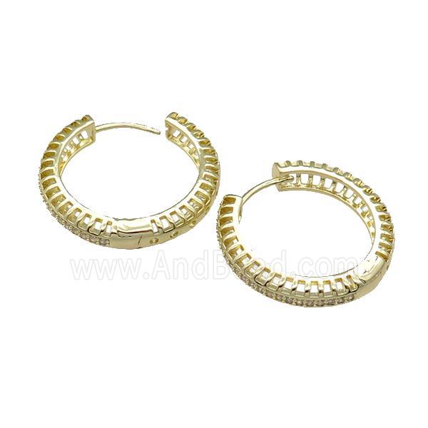 Copper Latchback Earring Pave Zircon Gold Plated