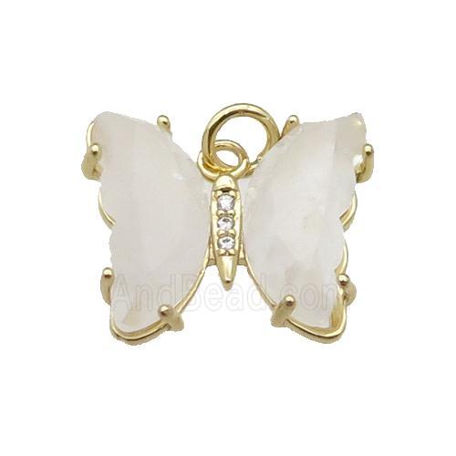 Clear Quartz Butterfly Pendant Gold Plated
