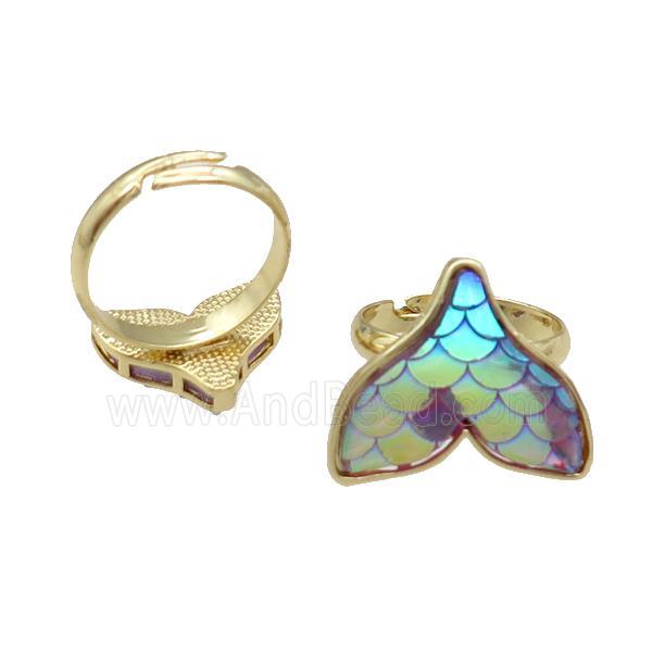 Copper Mermaid Tail Ring Resin Adjustable Gold Plated