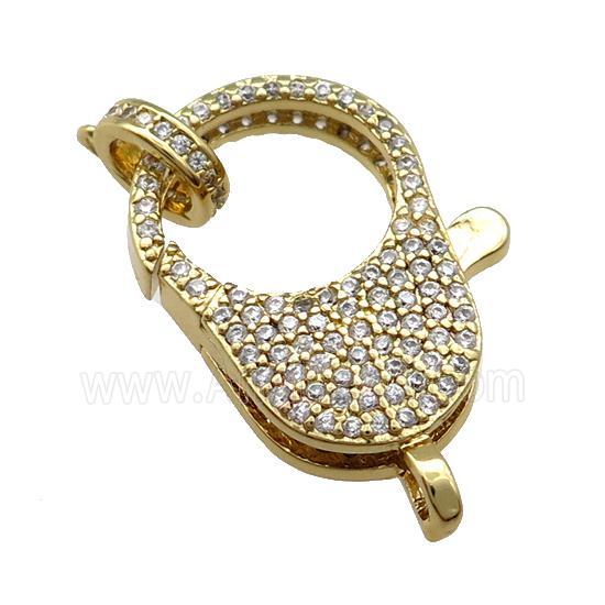 Copper Lobster Clasp Pave Zircon Gold Plated