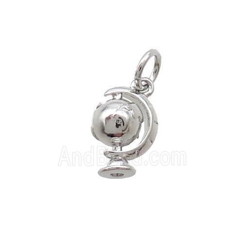 Copper Earth Globe Pendant Platinum Plated