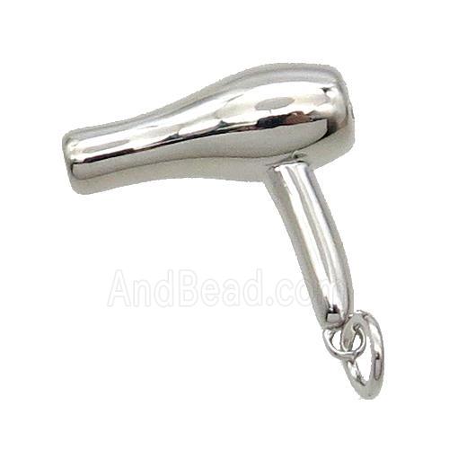 Copper HairDryer Charm Pendant Platinum Plated