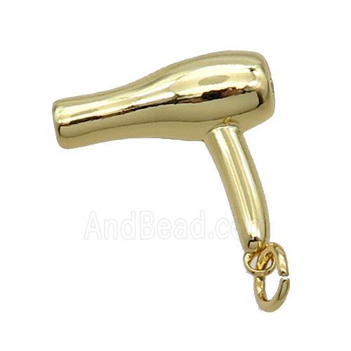 Copper HairDryer Charm Pendant Gold Plated