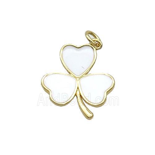 Copper Clover Pendant White Enamel Gold Plated