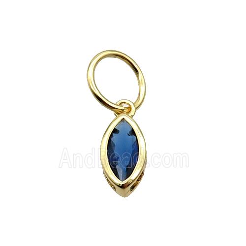 Copper Eye Pendant Pave Blue Crystal Gold Plated