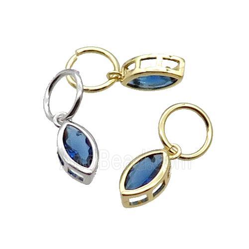 Copper Eye Pendant Pave Blue Crystal Mixed