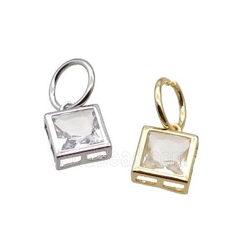 Copper Square Pendant Pave Clear Crystal Mixed