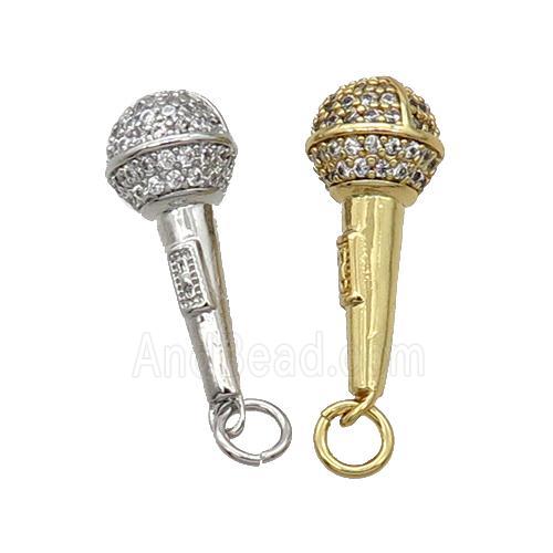 Copper Microphone Pendant Pave Zircon Mixed
