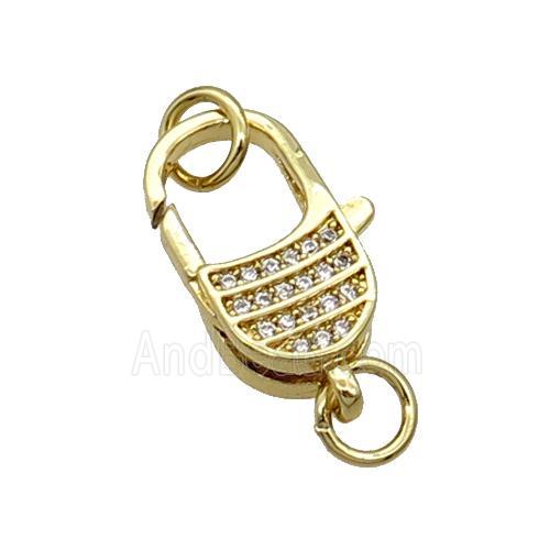 Copper Lobster Clasp Pave Zircon Gold Plated