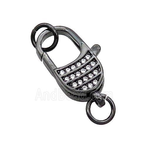 Copper Lobster Clasp Pave Zircon Black Plated