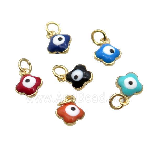 Copper Clover Pendant Enamel Eye 18K Gold Plated Mixed