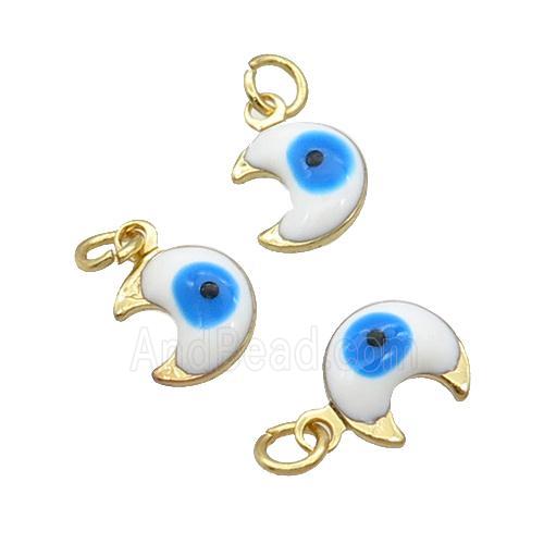 Copper Moon Pendant White Enamel Eye 18K Gold Plated