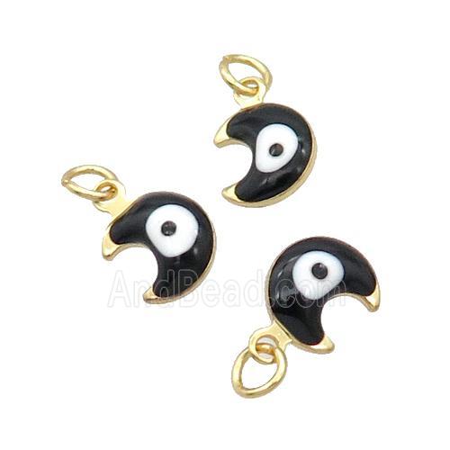 Copper Moon Pendant Black Enamel Eye 18K Gold Plated