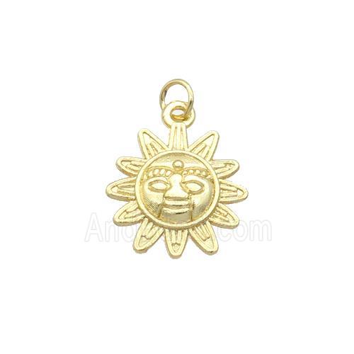 Alloy Sunflower Charm Pendant 18K Gold Plated