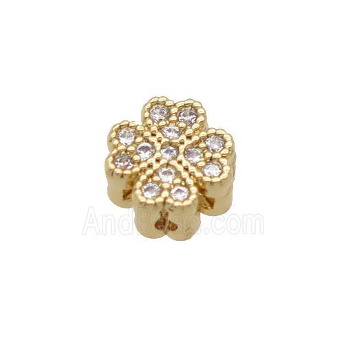 Copper Clover Beads Pave Zircon Unfade 18K Gold Plated
