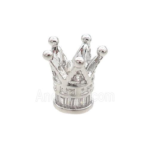 Copper Crown Beads Pave Zircon Unfade Platinum Plated