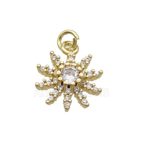 Copper Flower Pendant Pave Zircon Unfade 18K Gold Plated