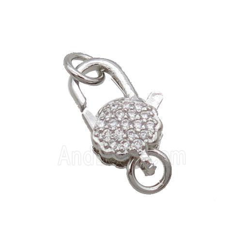 Copper Lobster Clasp Pave Zircon Unfade Platinum Plated