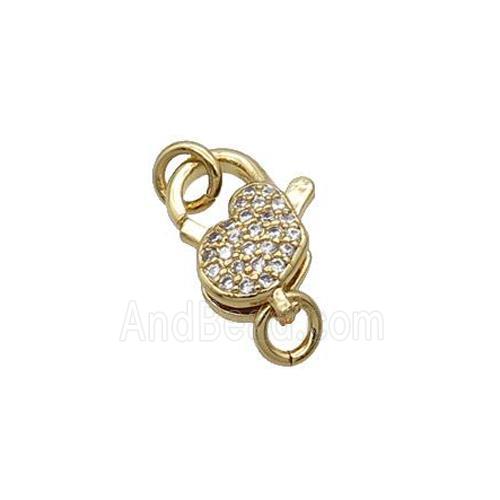 Copper Lobster Clasp Pave Zircon Heart Unfade 18K Gold Plated